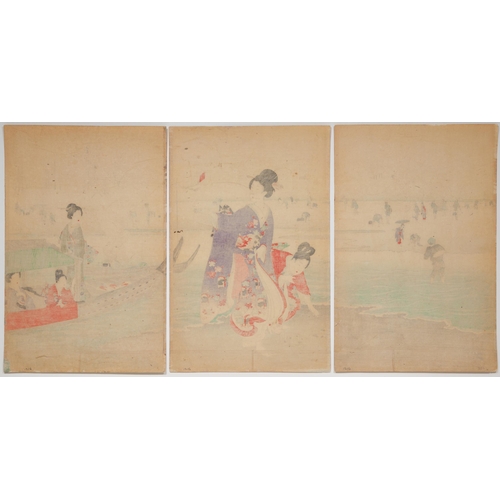 66 - Artist: Chikanobu Yoshu (1838-1912)
Title: Clam Digging
Series title: Noble Ladies in the Tokugawa E... 