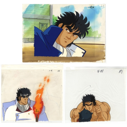 243 - Set of 3 cels:
Title: Sakigake Otokojuku
Studio: Toei Animation
Date: 1988
Condition: Light vinegar,... 