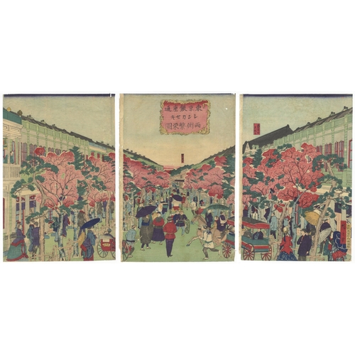 134 - Artist: Hiroshige III Utagawa (1842-1894)
Title: Ginza Street in Tokyo
Publisher: Masada-ya
Date: la... 