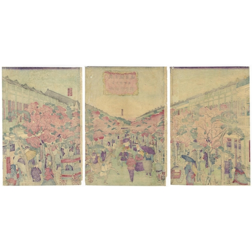 134 - Artist: Hiroshige III Utagawa (1842-1894)
Title: Ginza Street in Tokyo
Publisher: Masada-ya
Date: la... 