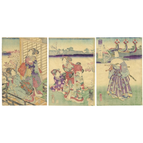 196 - Artist: Kunisada II Utagawa (1848-1920)
Title: The Tale of Genji, Framing Completion Ceremony
Publis... 