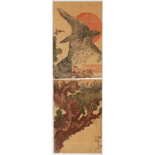 258 - Artist: Kunihide I Utagawa (act.1800-1850s)
Title: Hawk on Pine Branch
Publisher: Masudaya Ginjiro
D... 