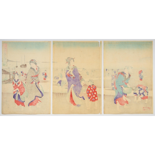 261 -  Set of 2 prints:
Artist: Chikanobu Yoshu (1838–1912)
Title: Playing with a Spring Hobby-horse / Mar... 