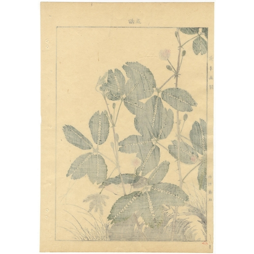 27 - Set of 2 prints:
Artist: Keinen Imao (1845-1924)
Title: Heron / Sensitive Plant and Blue Rock Thrush... 