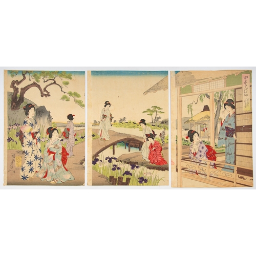 43 -  Set of 2 prints:
Artist: Chikanobu Yoshu (1838-1912)
Title: Bamboo, from Pine, Bamboo, and Plum / I... 