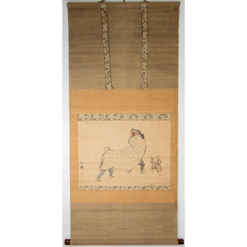 87 - Shishi Dancing Painting on Scroll
Artist: Ippo Takai
Date: 20th century
Size: (Overall) 113 x 57 cm;... 