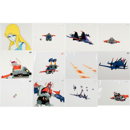 265 - Set of 12 cels:
Anime cels
Condition: Cel waves, light vinegar, sketch.
Ref: set1