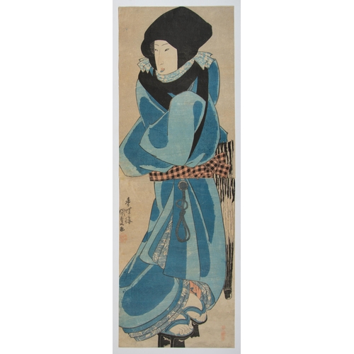 37 - Artist: Kunisada I Utagawa (1786-1865)
Title: Beauty in a Black Scarf
Publisher: Sanoya Kihei
Date: ... 