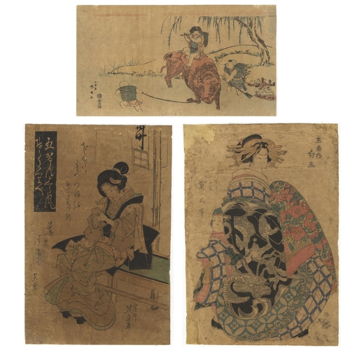 39 - Set of 3 prints:
Artist: Eizan Kikugawa (1787-1867) and Eisen Keisai (1790-1848)
Title: Edo Beauties... 