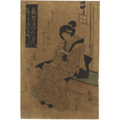 39 - Set of 3 prints:
Artist: Eizan Kikugawa (1787-1867) and Eisen Keisai (1790-1848)
Title: Edo Beauties... 