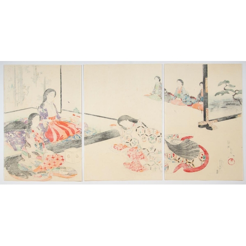 118 - Artist: Chikanobu Yoshu (1838-1912)
Title: Sharing a Cup
Series: The Inner Palace of Chiyoda
Publish... 