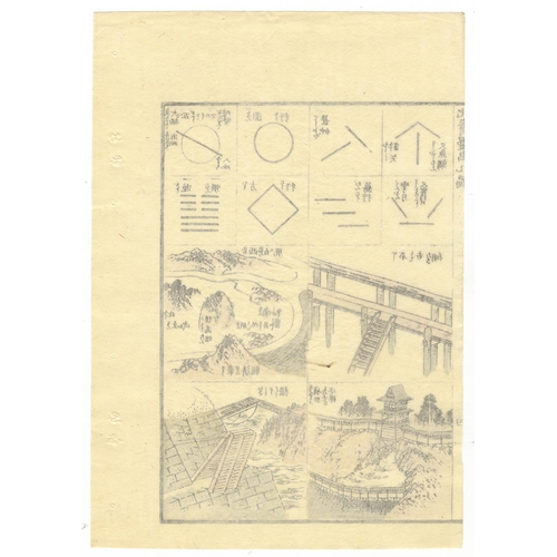 134 - Set of 3 prints:
Artist: Katsushika Hokusai (1760 - 1849)
Title: Architecture Sketches / Entertainme... 