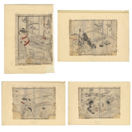 162 - Set of 4 prints:

Artist: Harunobu Suzuki (1724-1770)
Title: From the Pillow Book
Date: c. late 18th... 