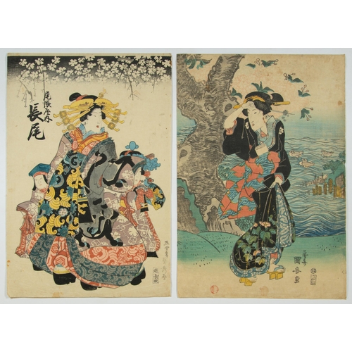 165 - Set of 2 prints:
Artist: Kuniyasu Utagawa (1794-1832) and Sadahide Utagawa (1807-1873)
Title: Edo Be... 