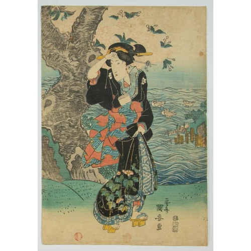 165 - Set of 2 prints:
Artist: Kuniyasu Utagawa (1794-1832) and Sadahide Utagawa (1807-1873)
Title: Edo Be... 