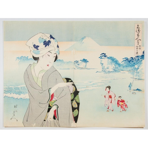 166 - Set of 2 prints:

Artist: Chikanobu Yoshu (1838-1912)
From the series of Comparison of Beauties and ... 