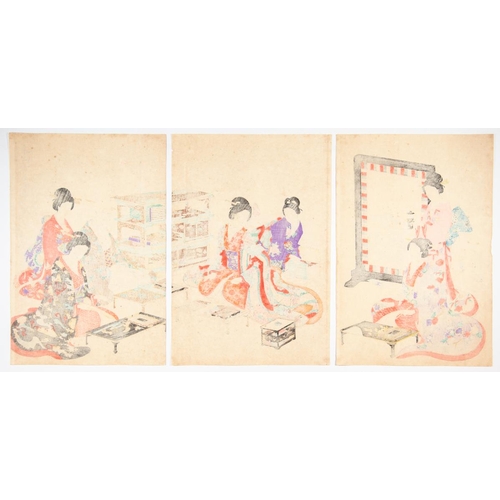 169 - Artist: Chikanobu Yoshu (1838-1912)
Title: Poem Matching Game
Series: Court Ladies of the Chiyoda Pa... 