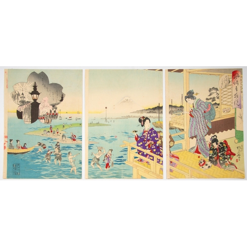 177 - Artist: Houn Osai
Title: Shell Gathering on the Beach
Publisher: Takekawa Seikichi
Date: 1896
Size: ... 