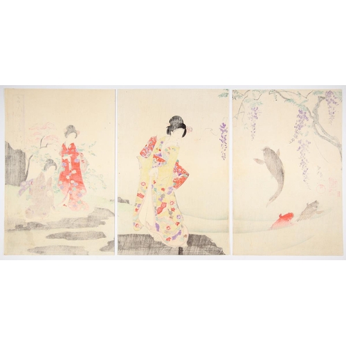 197 - Artist: Chikanobu Yoshu (1838-1912)
Title: A Stroll in the Garden
Series: The Inner Palace of Chiyod... 