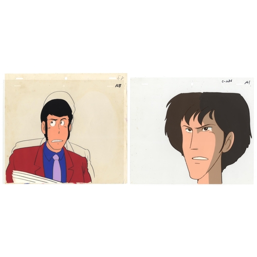 225 - Set of 2  cels:
Series: Lupin III
Studio: Tokyo Movie Shinsha
Date: 1979-Present
Condition: Stuck to... 