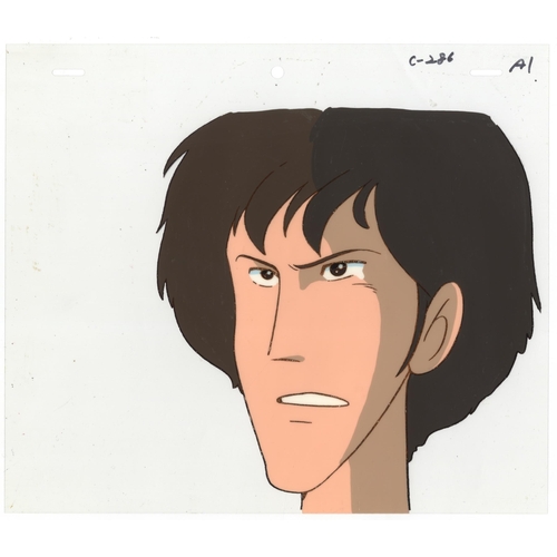 225 - Set of 2  cels:
Series: Lupin III
Studio: Tokyo Movie Shinsha
Date: 1979-Present
Condition: Stuck to... 