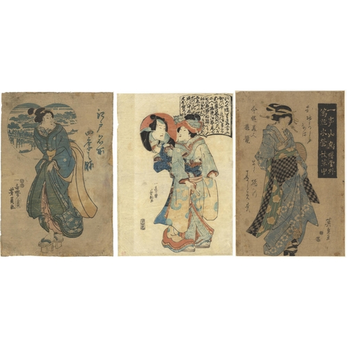 40 - Set of 3 prints:
Artist: Eisen Keisai (1790-1848) / Yoshikazu Utagawa (1848 - 1870) / Yoshikoma Utag... 