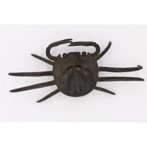 59 - * Three Bronze Crabs
Date: Meiji (1868-1912)
Size: (1) 4.5 x 14 x 7, (2) 5 x 16.5 x 8, (3) 6 x 19 x ... 