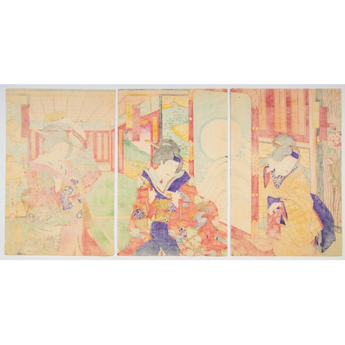 90 - Set of 2 prints:

Artist: Kunimasa Baido (1848-1920) / Kunichika Toyohara (1835-1900)
Title: Kabuki ... 