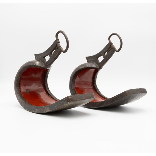 12 - 19th century stirrups
Size: each approx. (H) 24.0 x (W)11.5 x (L) 28.0 cm
Condition: Wear consistent... 