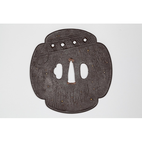 5 - Title: Mokko tsuba
Date: 19th century
Size: 11.2 x 10.9 x 0.4 cm
Condition: Good for age. Some resto... 