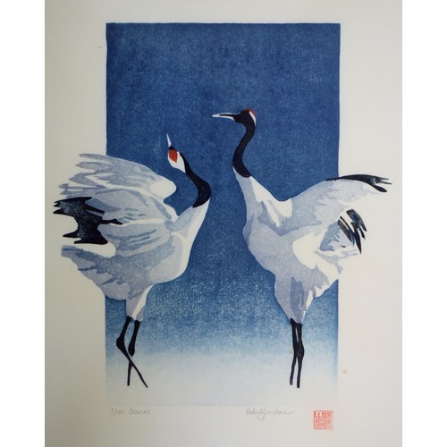 37 - Valerie Jordan (b 1947), “Cranes” 2/150, signed in pencil in the margin, woodblock, 43 x 30.8cm over... 