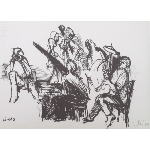 104 - Georg Eisler (1928–1998), Austrian, The Band, signed and dated ’64 in pencil, black and white print,... 