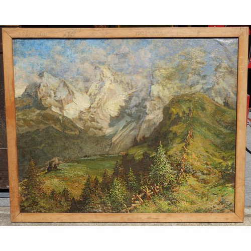 106 - Continental School, Swiss Alps, oil on board, 79.5 X 99.3cm