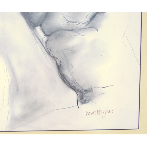 113 - Karl Hughes, figure study of a young woman, signed, charcoal, 58.8 x 56.2 cm