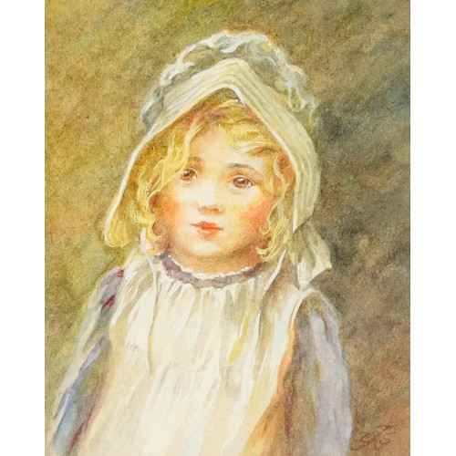 129 - Edward Swan, (19th/20th century), British, little girl in Edwardian dress, watercolour, 12.8 x 10.5c... 