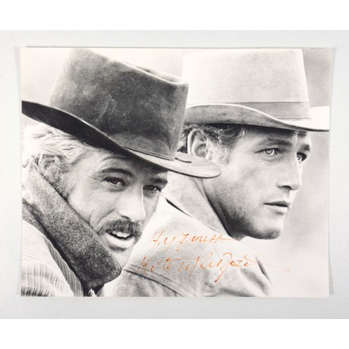 142 - Autographs - Robert Redford and Paul Newman (Still from 'Butch Cassidy and the Sundance Kid), black ... 