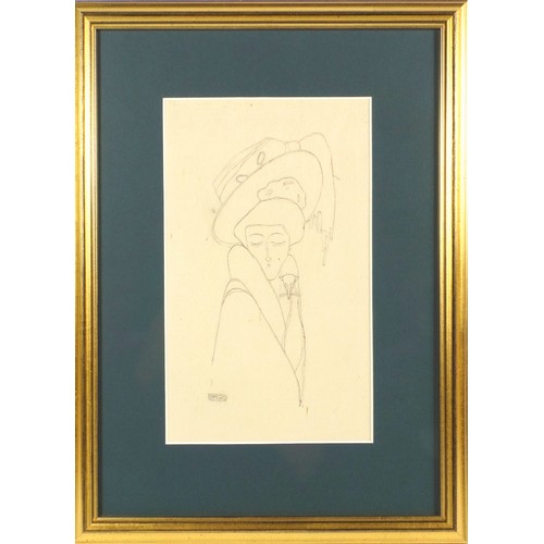 108 - Caston, study of a female nude with arms stretched above her head, signed and dated ’07, mixed media... 