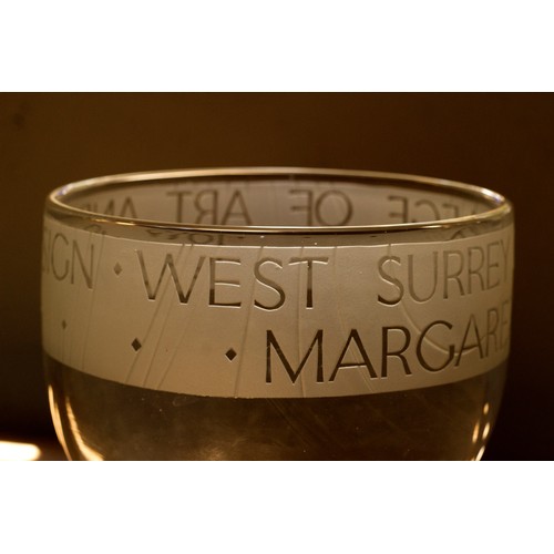 51 - A large commemorative glass goblet, dedicated to Margaret Bide, from West Surrey College of Art and ... 