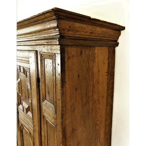 58 - Late 17th C. Flemish oak armoire with panelled doors and original locks, 177 x 197 x 65 cm.         ... 