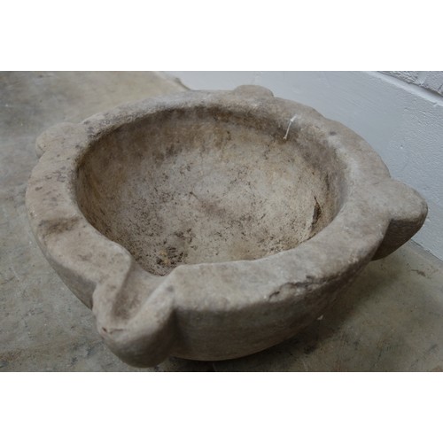 32 - A large marble mortar/birdbath, external dia. 44 cm, internal 30 cm across, 15 cm deep. Provenance: ... 