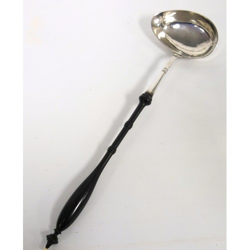 469 - Victorian Fiddle pattern spoon with a gilt oval bowl by John Robert Harris, London 1846, caddy spoon... 