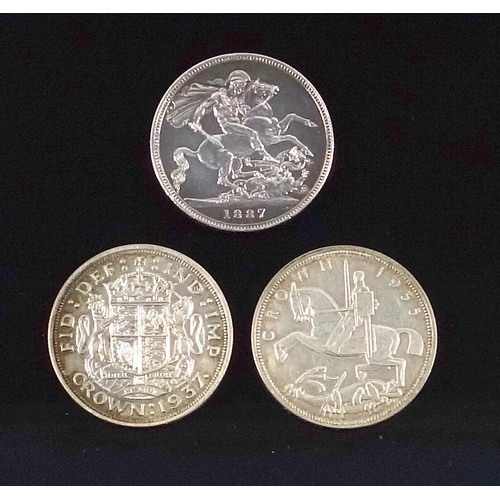 9 - Victoria crown, 1887, George V crown, 1935, George VI crown 1937 (3)