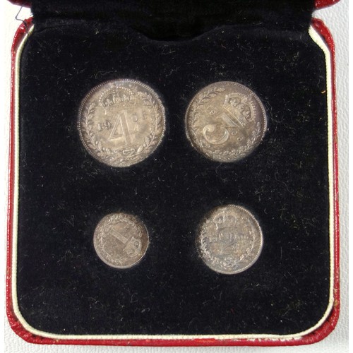 14 - Edward VII Maundy set, 1906, cased (5)