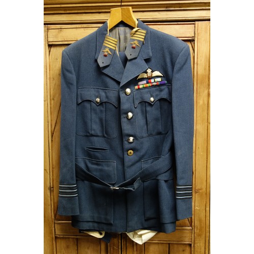 95 - RAF Wing Commander’s uniform by Gieves Ltd with ribbons, 1 with oak leaf (mentioned in dispatches), ... 