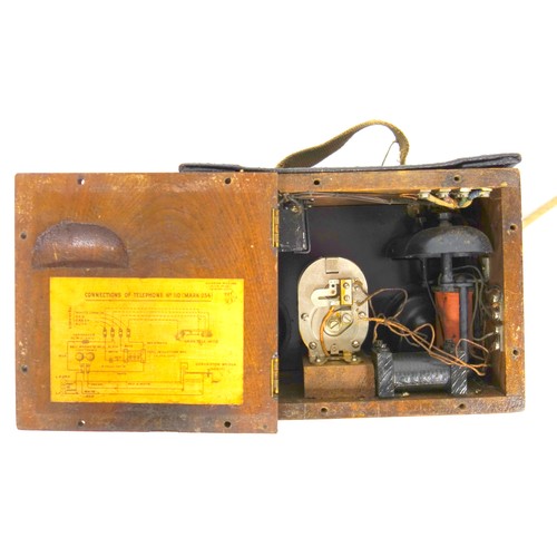 101 - First World War GPO No 110, Mark 234 Magneto field telephone stamped C18/234, with a later TMC bakel... 