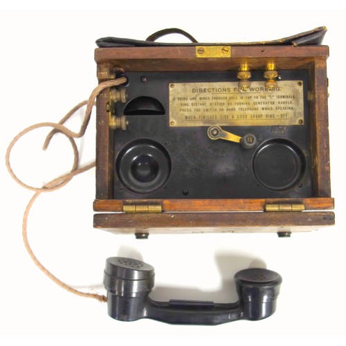 102 - First World War GPO No 110, Mark 234 Magneto field telephone stamped C18/234, with a later TMC bakel... 