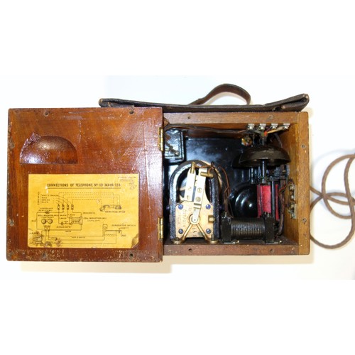 102 - First World War GPO No 110, Mark 234 Magneto field telephone stamped C18/234, with a later TMC bakel... 