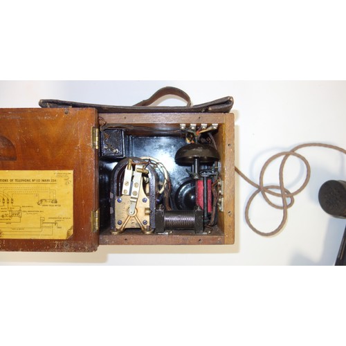 102 - First World War GPO No 110, Mark 234 Magneto field telephone stamped C18/234, with a later TMC bakel... 