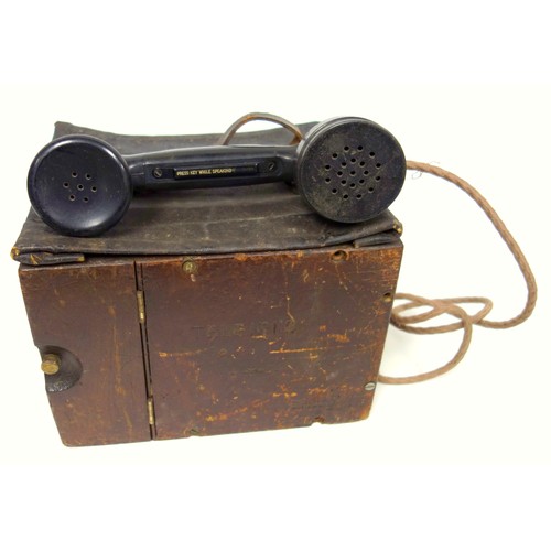 102 - First World War GPO No 110, Mark 234 Magneto field telephone stamped C18/234, with a later TMC bakel... 