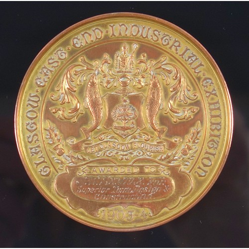 104 - Glasgow East End Industrial Exhibition 1903-04 gilt bronze medal awarded to J W Semple for Superior ... 